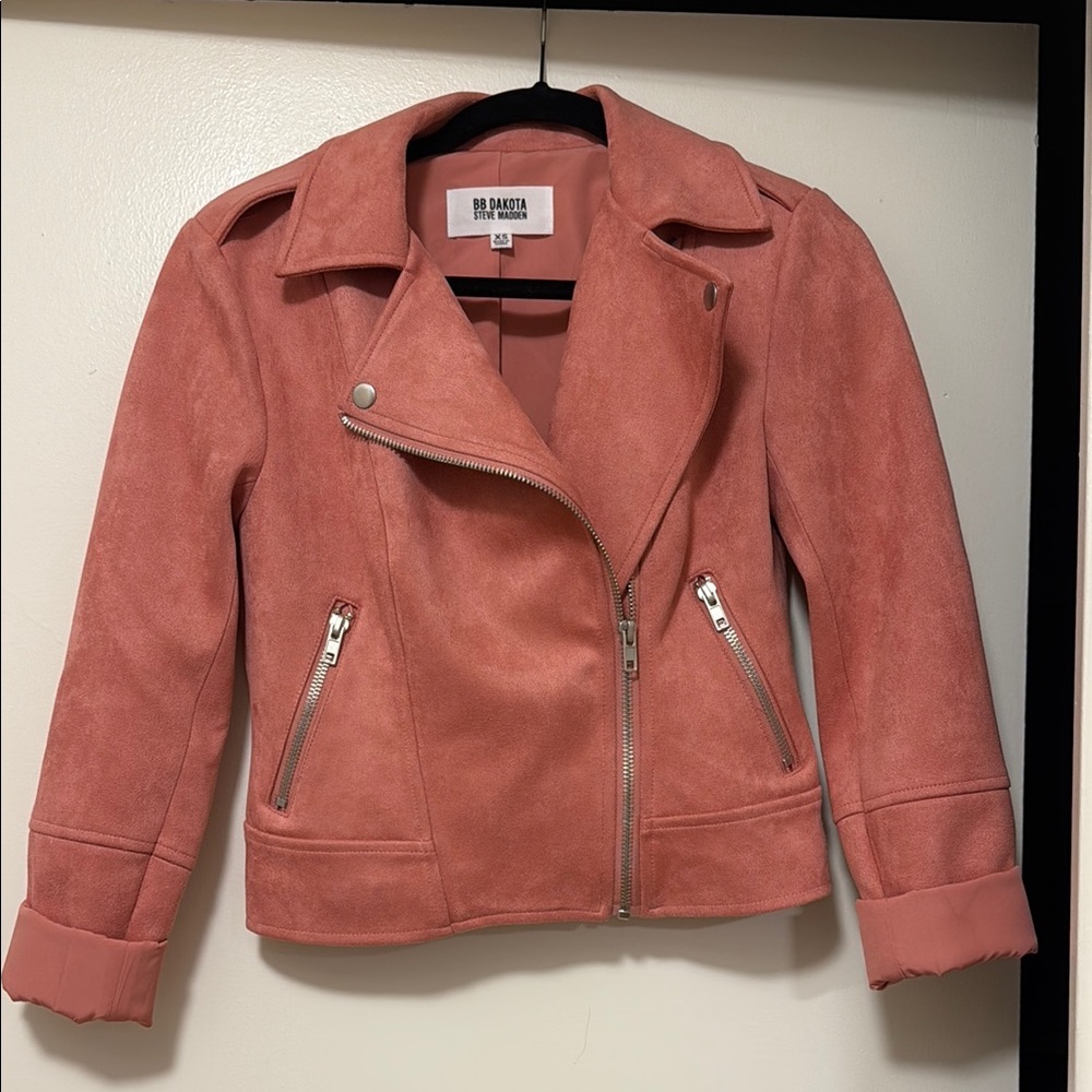 BB Dakota Pink Suede Moto Jacket